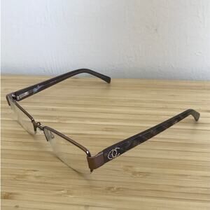 OLEG CASSINI brown metallic embellished eyeglasses glasses frames